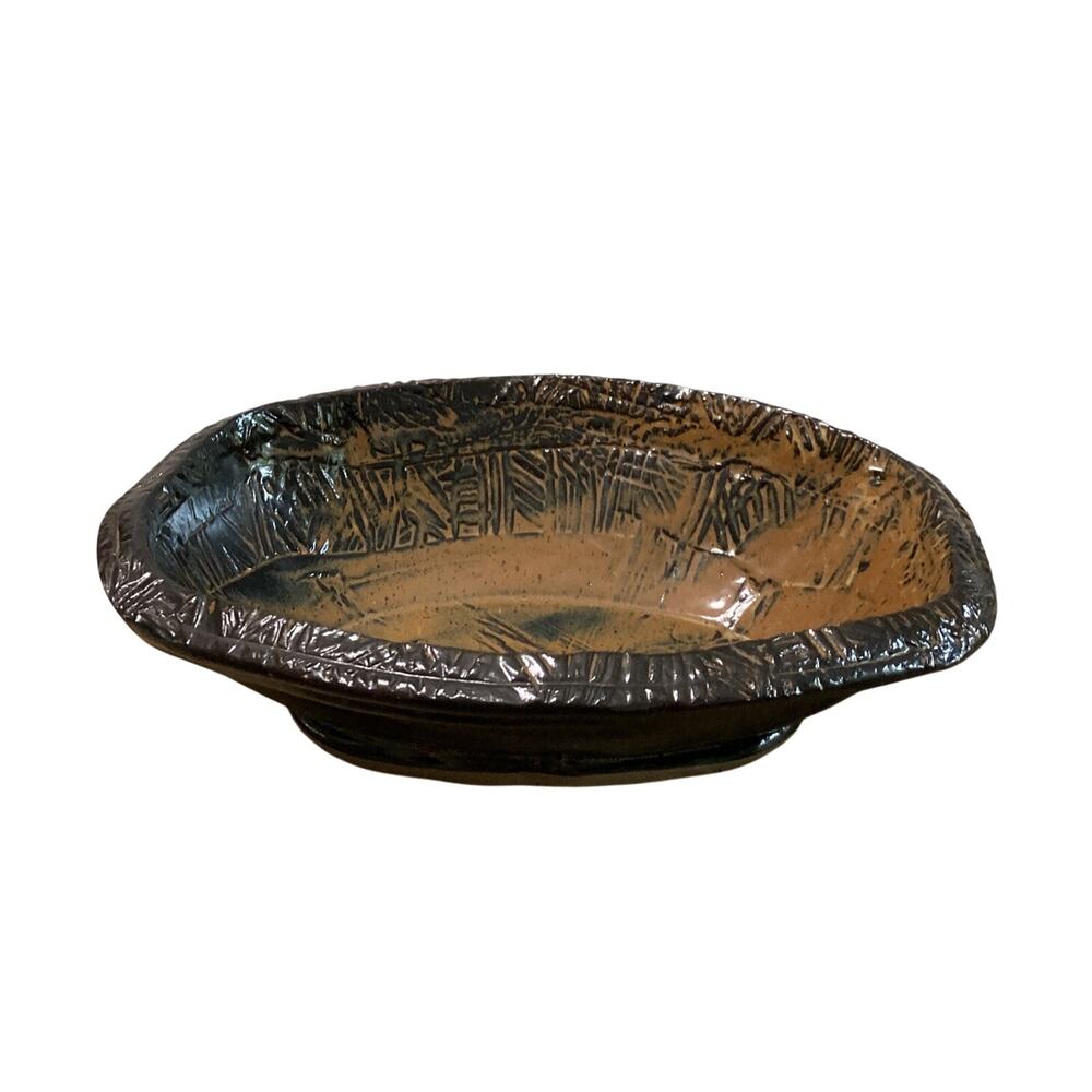 Robert Klander Studio Art Pottery Bowl Turtle Rock Pots Signed 12.5”